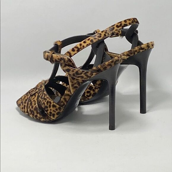 Saint Laurent Tribute 105MM Leopard-Print Calf Hair Sandals - Picture 7 of 13